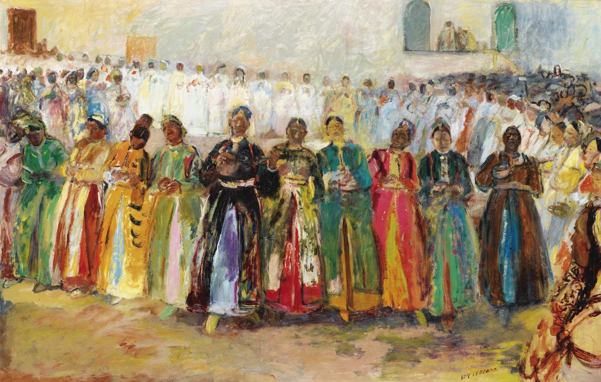 Edouard-Léon-Louis Legrand -  Le Grand Ahouache De Telouetedouard-Léon-Louis Legrand Called Edy Legrand ; Ahouache Scene In Telouet ; Signed Lower Right ; Oil On Panel