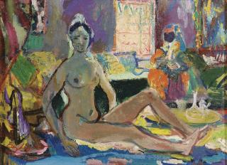 Edouard-Léon-Louis Legrand - Nu Dans La Kasbahedy Legrand ; Nude In The Kasbah ; Signed Lower Left ; Titled On The Reverse ; Oil On Cardboard