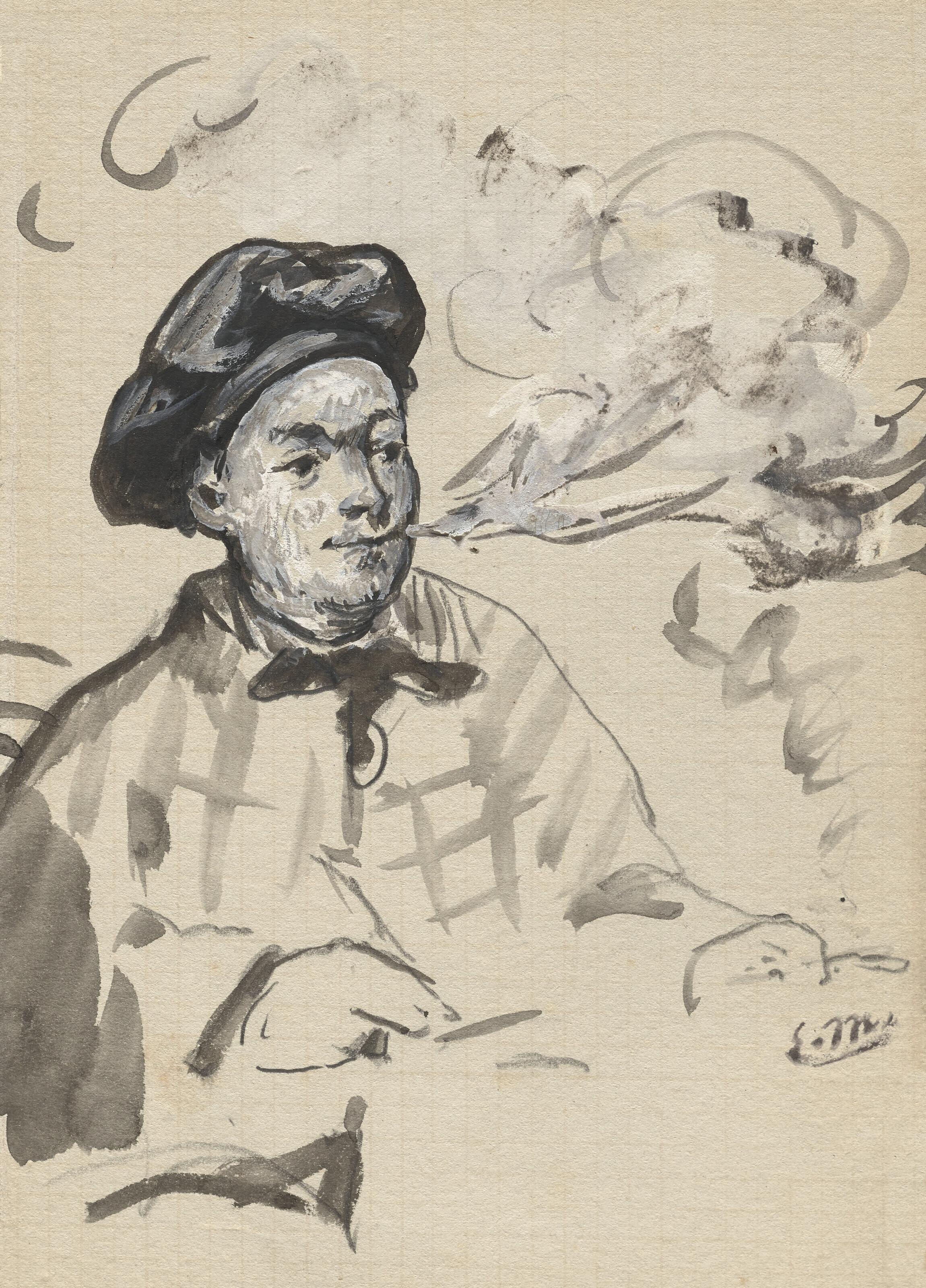 Edouard Manet - Théodore de Banville écrivant et fumant la cigarette