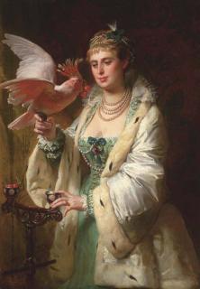 Edouard-Marie-Guillaume Dubufe - A Treat for her Pet