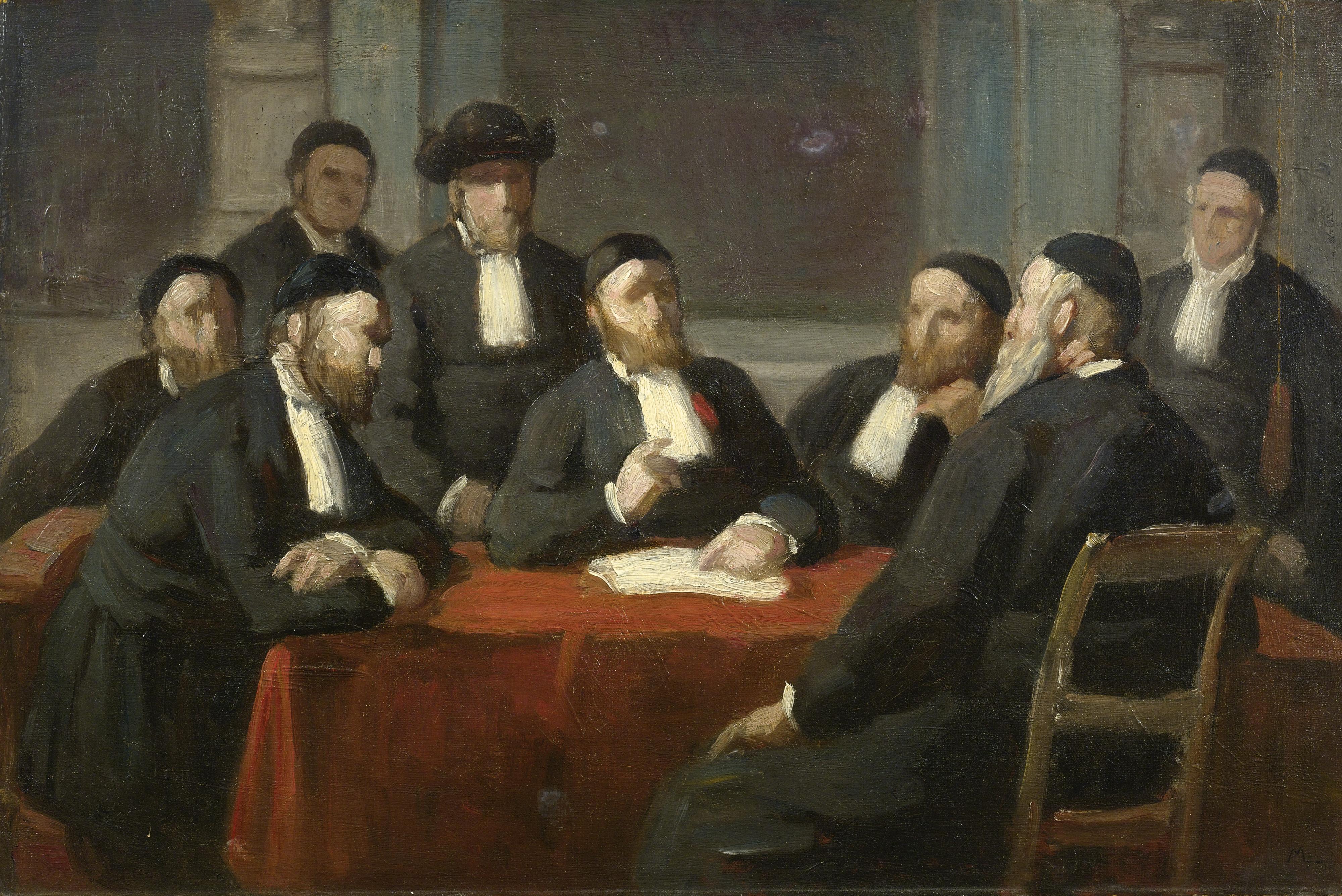 Edouard Moyse - A Meeting Of The Rabbinical Council