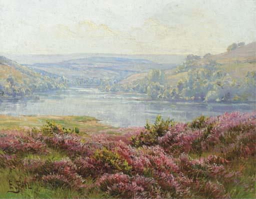 Edouard Pail - A lakeland landscape with heather
