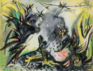 Edouard Pignon - Combat De Coqs (Aux Plumes Multicolores)