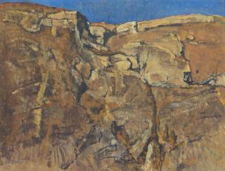 Edouard Vallet - Ciel bleu et rochers, étude. 1925.