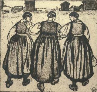 Edouard Vallet - Drei Mädchen, 1914