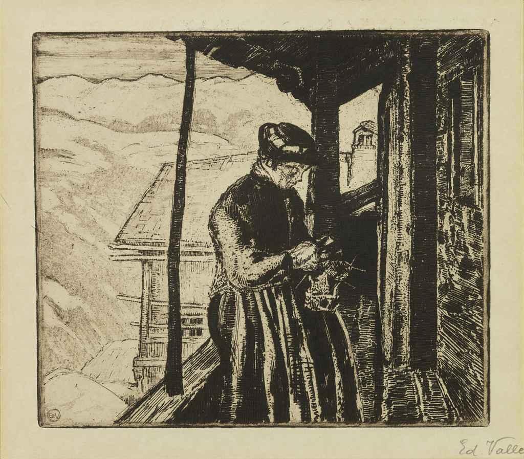 Edouard Vallet - Femme tricotante