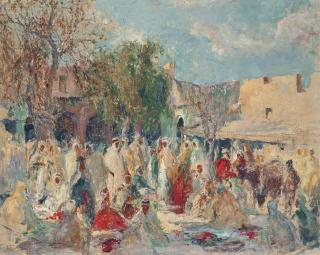 Edouard Verschaffelt - The market place, Marrakech