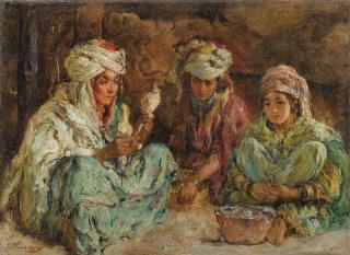 Edouard Verschaffelt - Women Preparing Supper In An Interior In Algeria