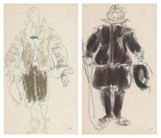 Edouard Vuillard - Deux Études De Costume Pour Des Personnages De La Coupe Enchantée Par Jean De La Fontaine: Anselme And Lelic