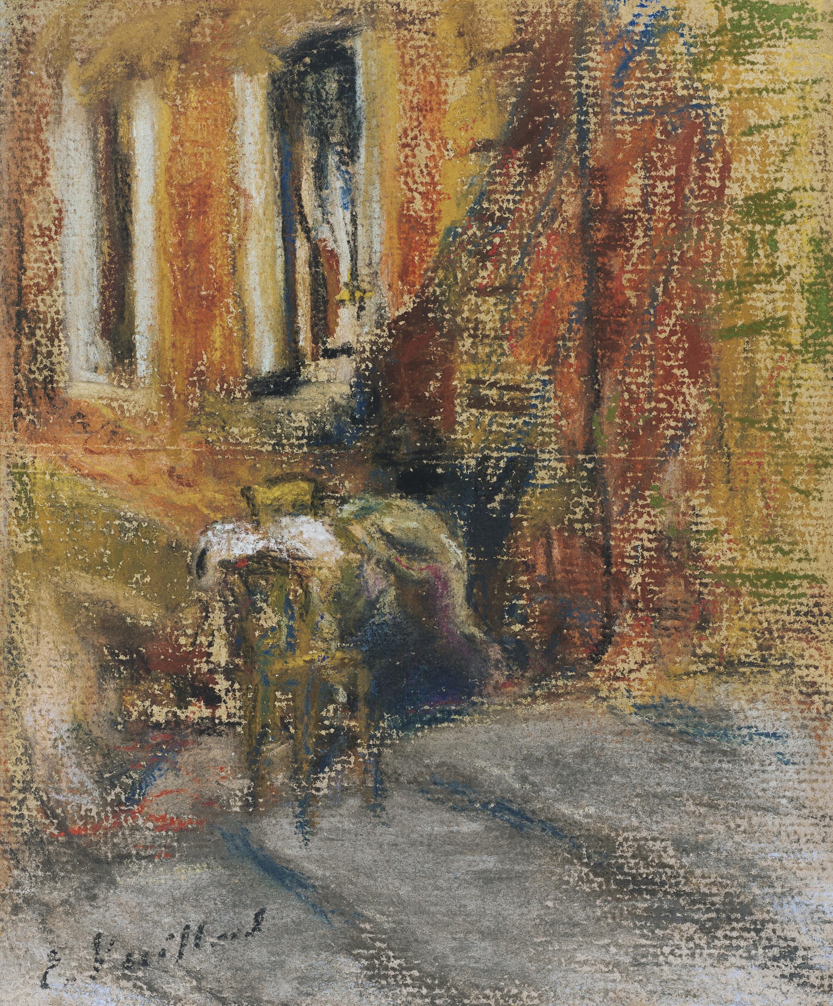 Édouard Vuillard - Deux figures assises sur les marches d\'une maison