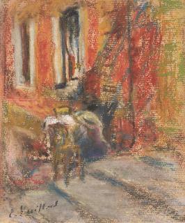 Edouard Vuillard - Deux figures assises sur les marches d\'une maison