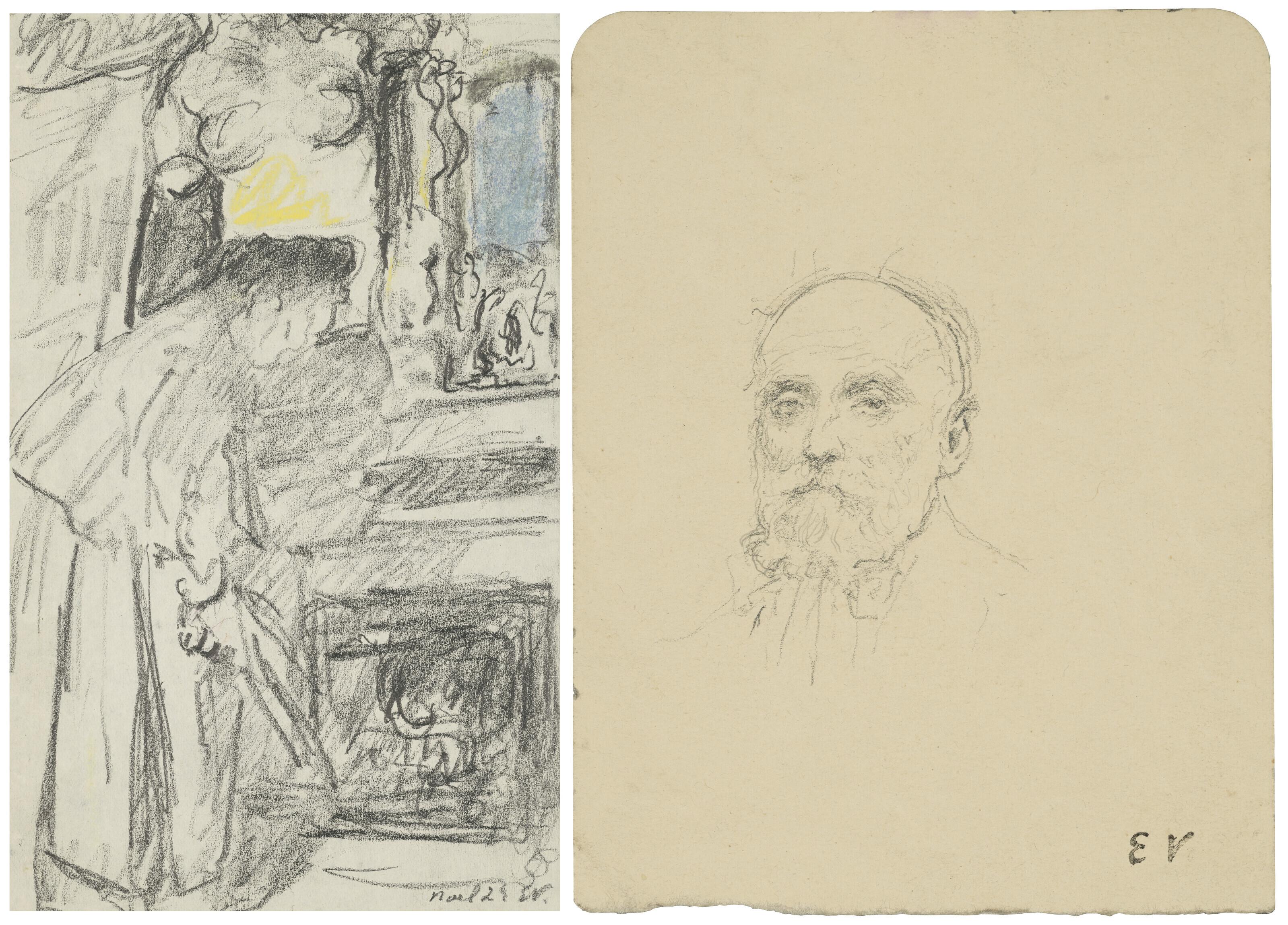 Édouard Vuillard - (i) Mme Vuillard auprès de la cheminée, rue de Calais  (ii) Autoportrait