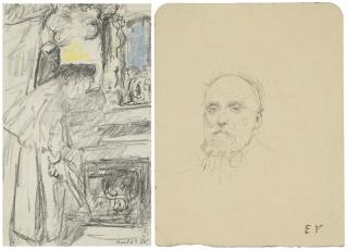 Édouard Vuillard - (i) Mme Vuillard auprès de la cheminée, rue de Calais  (ii) Autoportrait