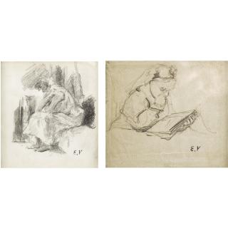 Édouard Vuillard - (I) Modèle Dans L\'Atelier Du Boulevard Malsherbes (Ii) Madame Vuillard Lisant