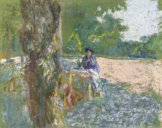 Edouard Vuillard - Jeune femme assise sous l\'arbre dans le parc