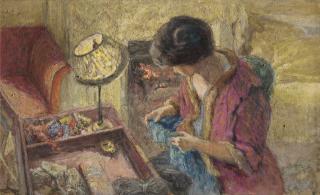 Edouard Vuillard - Le Petit Salon, Madame Hessel À La Table À Ouvrage (Étude)