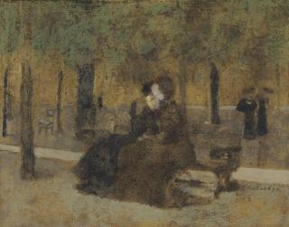 Edouard Vuillard - Les Amies ou Deux femmes sur un banc, le soir, dans un jardin public