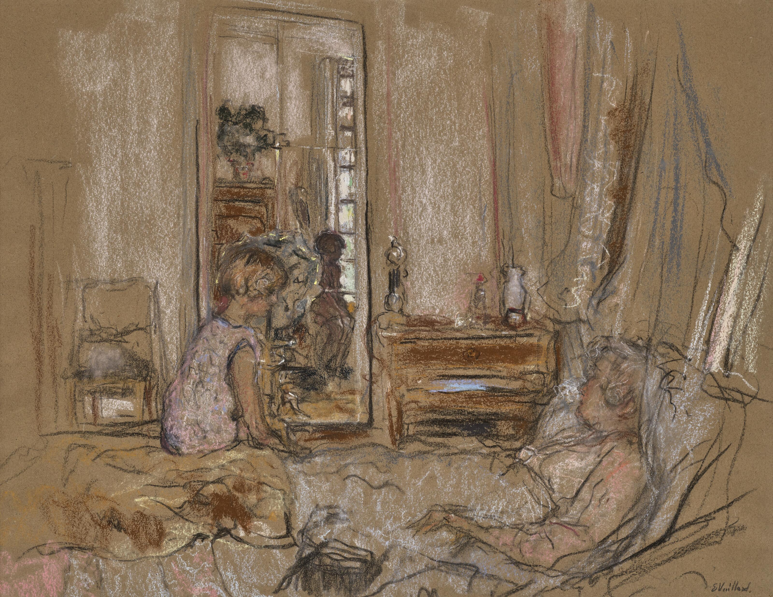 Édouard Vuillard - Lulu au chevet de Madame Hessel, au château des Clayes