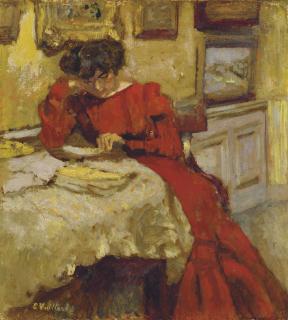 Edouard Vuillard - Madame Hessel en robe rouge lisant