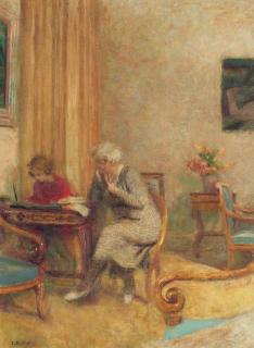 Edouard Vuillard - Madame Hessel et Lulu dans le petit salon des Clayes
