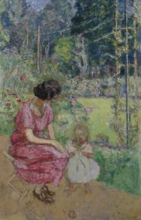 Édouard Vuillard - Madeline Descorps Et Son Fils Bernard Au Jardin, Étude Ii