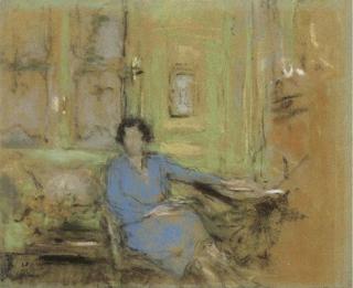 Edouard Vuillard - Portrait de Madame Lucien Sauphar-Sauvageot En Robe Bleue