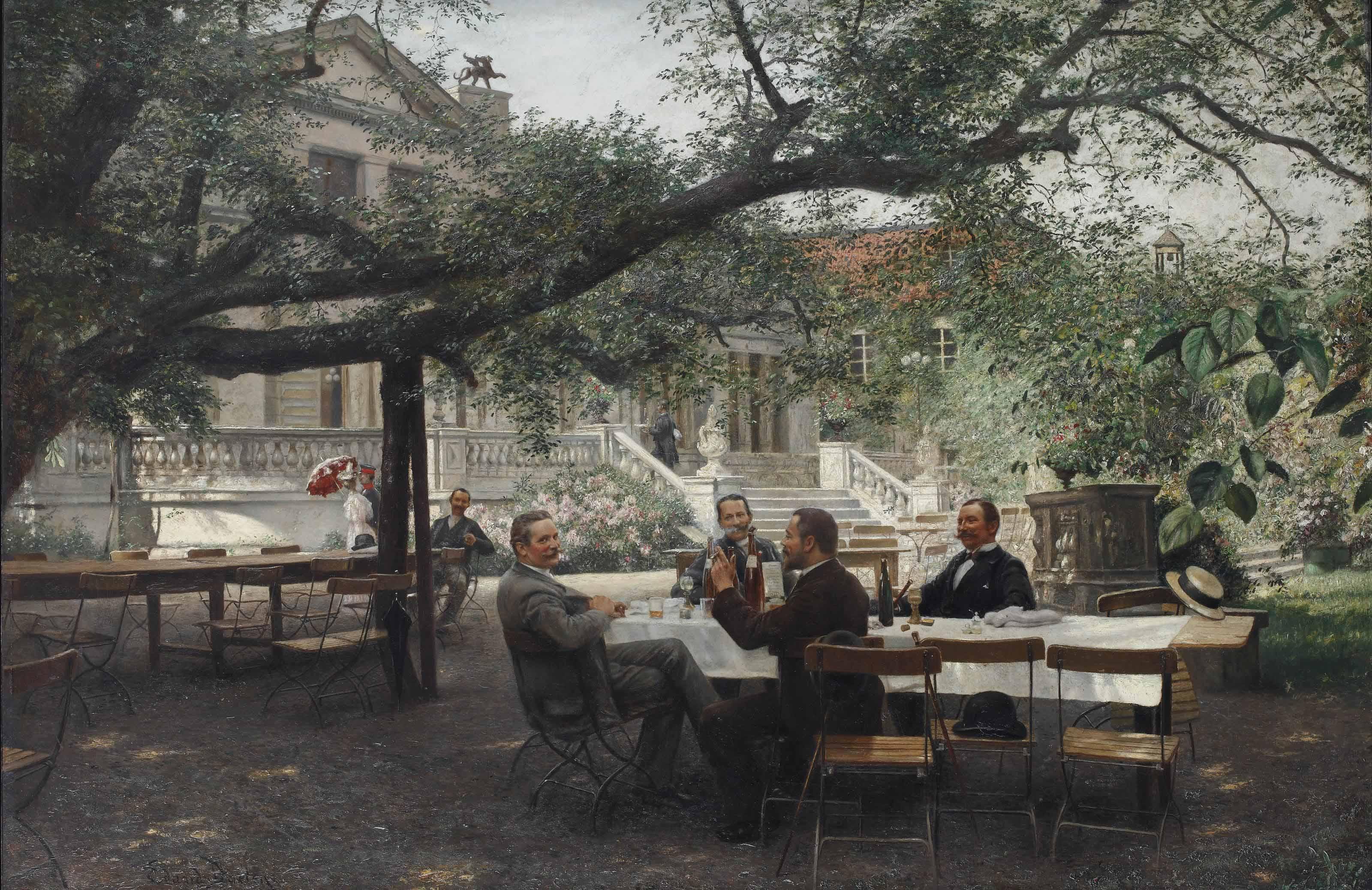 Eduard Adolf Daelen - Mittag im Malkastenpark: leisure time in the Malkastenpark, Düsseldorf