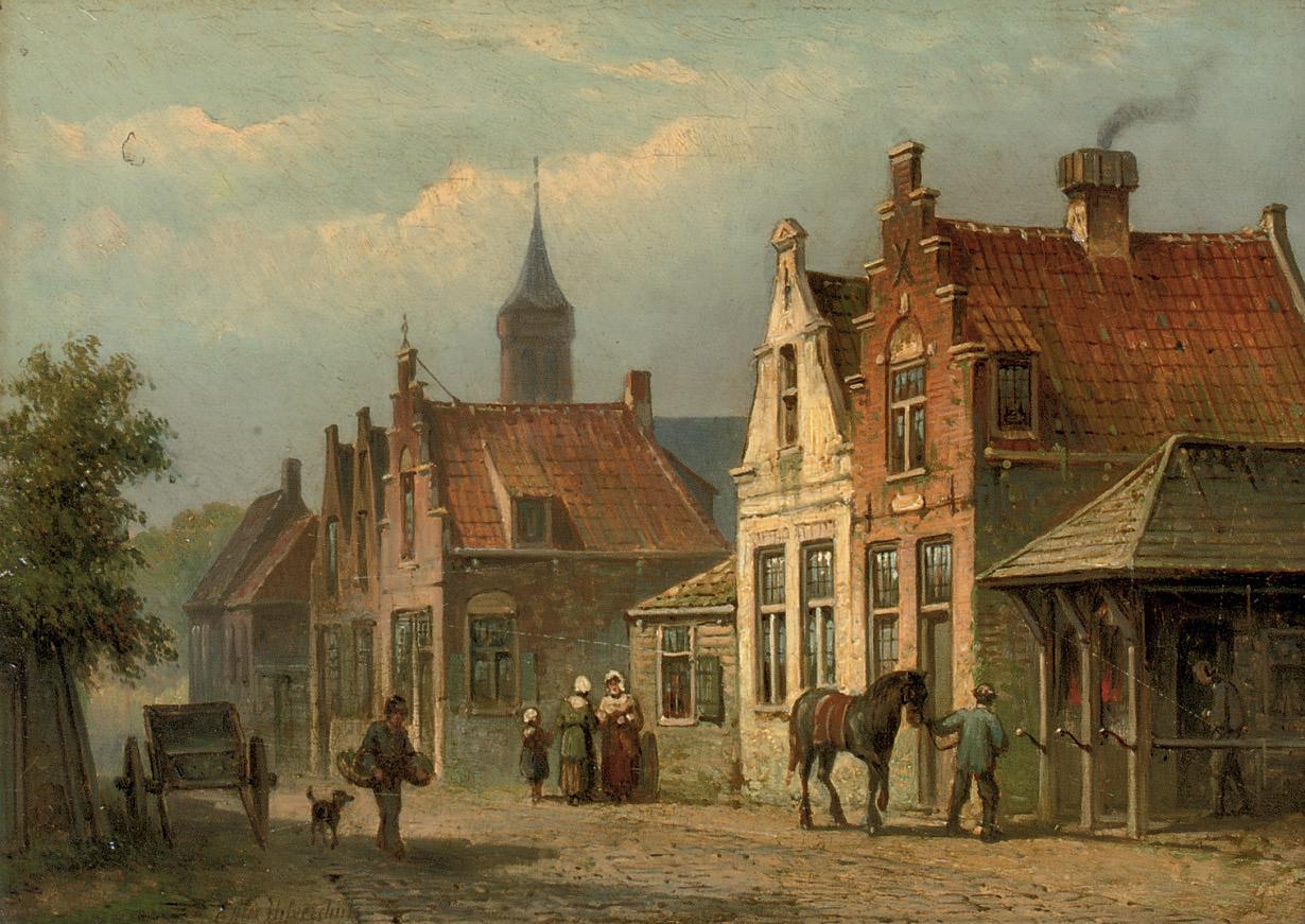 Eduard Alexander Hilverdink - Daily activities in a sunlit street
