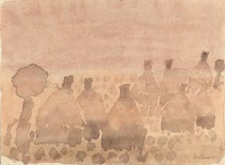 Eduard Bargheer - Recto: Oase – Verso: Kopf eines Mannes