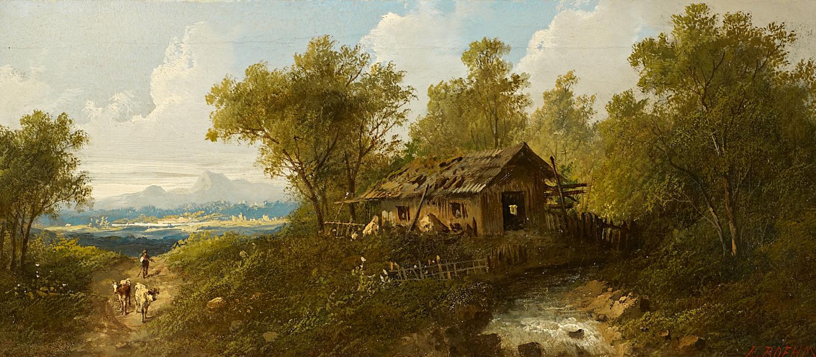 Eduard Boehm - Voralpenlandschaft mit Viehhirte