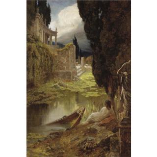 Eduard Büchler - Classical Ruins With A Maiden In The Foreground