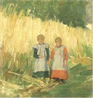 Eduard Frankfort - Sisters: a walk through a field in summer