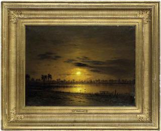 Eduard Hildebrandt - A tropical landscape at sunset