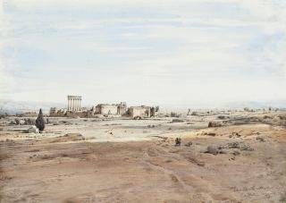 Eduard Hildebrandt - A view of Baalbek in the Lebanon