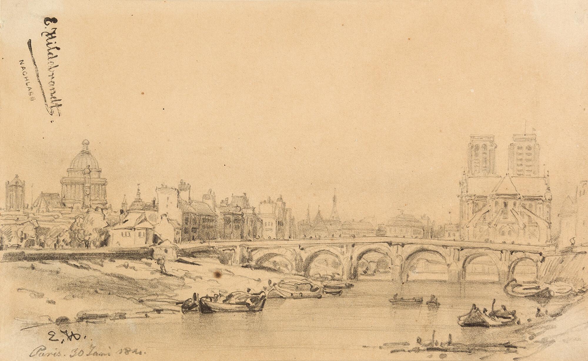 Eduard Hildebrandt - Blick auf Paris (Notre Dame).