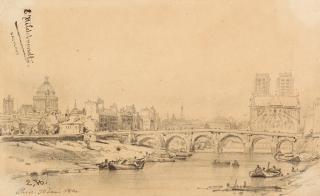 Eduard Hildebrandt - Blick auf Paris (Notre Dame).