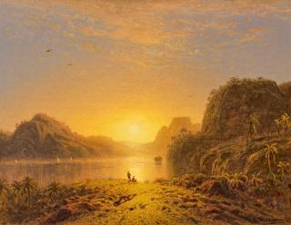 Eduard Hildebrandt - Sonnenuntergang am Pedra da Gavea bei Rio de Janeiro.