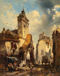 Eduard Hildebrandt - Straßenszene (in Toulon?)