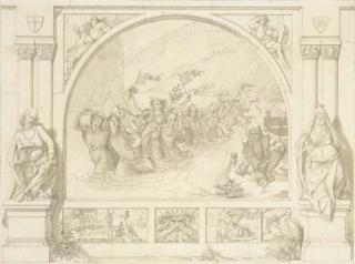 Eduard Jacob Von Steinle - An illustration for Clemens von Brentano\'s Das Märchen von dem Rhein und dem Müller Radlauf