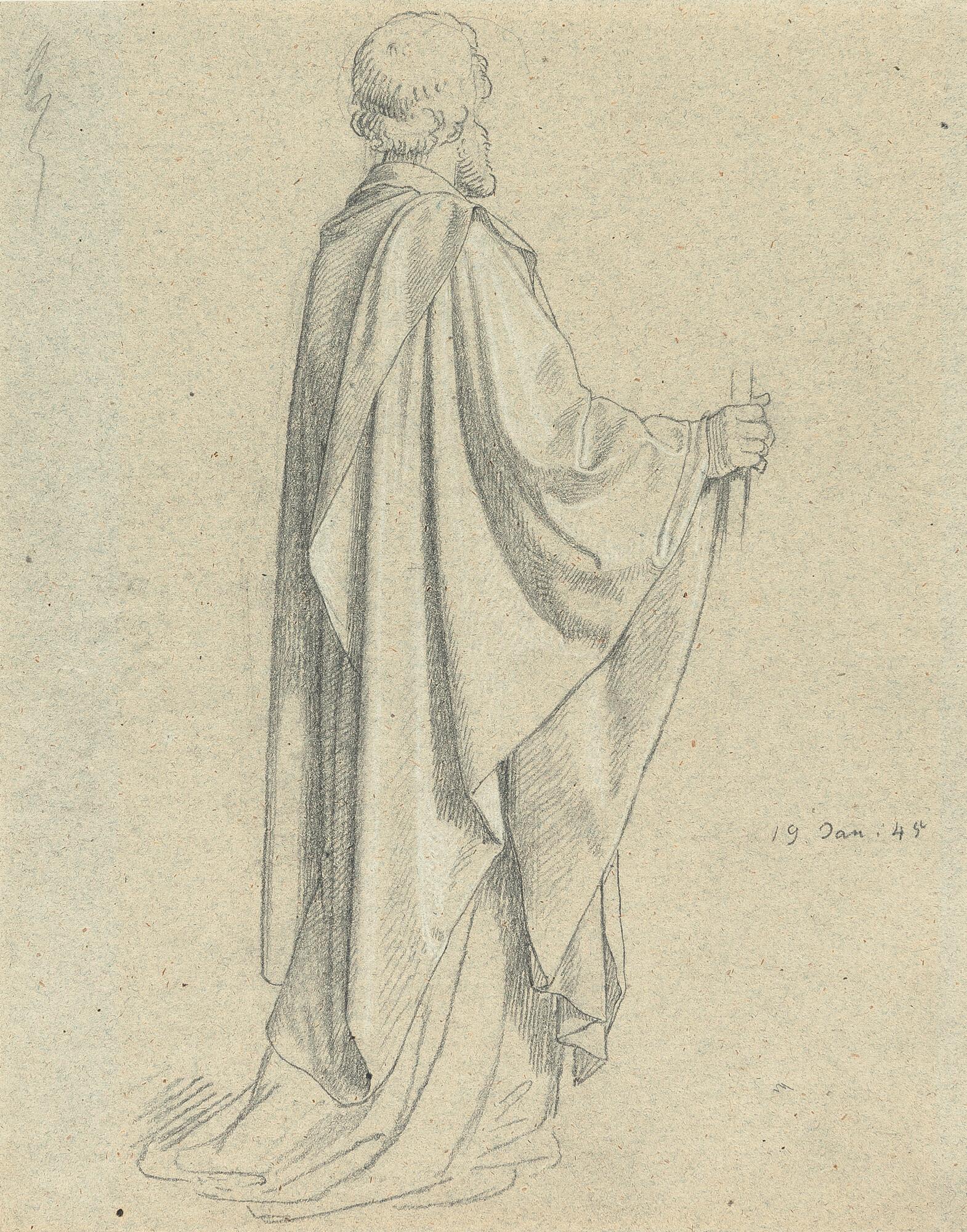 Eduard Julius Friedrich Bendemann - Studienblatt eines stehenden Apostels