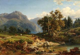Eduard Pape - Gebirgslandschaft in der Schweiz