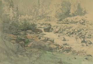 Eduard Peithner Ritter von Lichtenfels - Steiniges Flussbett bei Kronau.