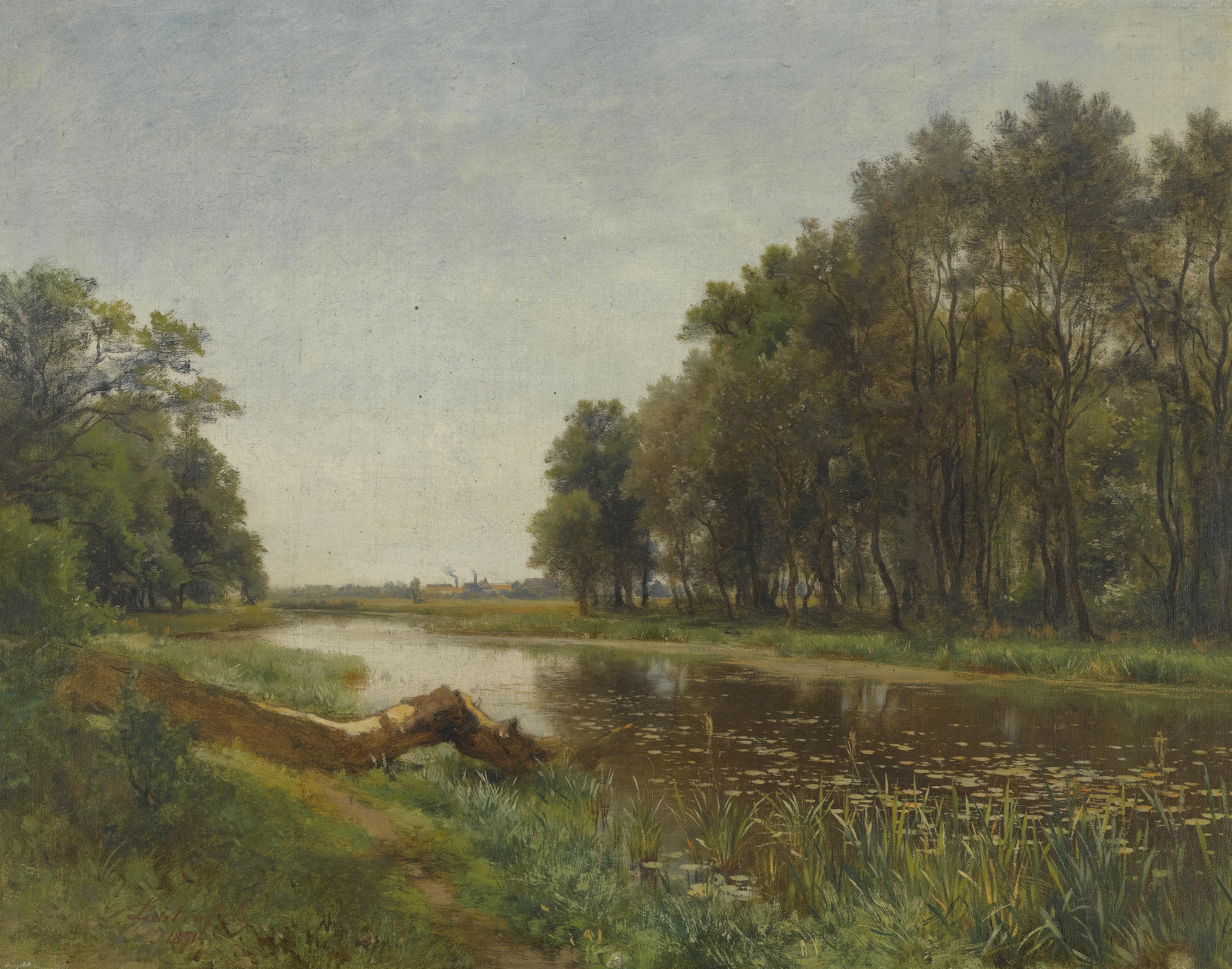 Eduard Peithner Von Lichtenfels - The March-Au Near Lundenburg