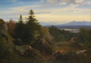Eduard Schleich d. Ä. - Chiemseelandschaft mit Aussicht auf die bayrischen Alpen