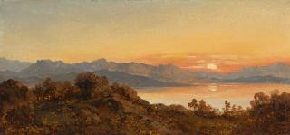 Eduard Schleich d. Ä. - Der Chiemsee im Sonnenuntergang.