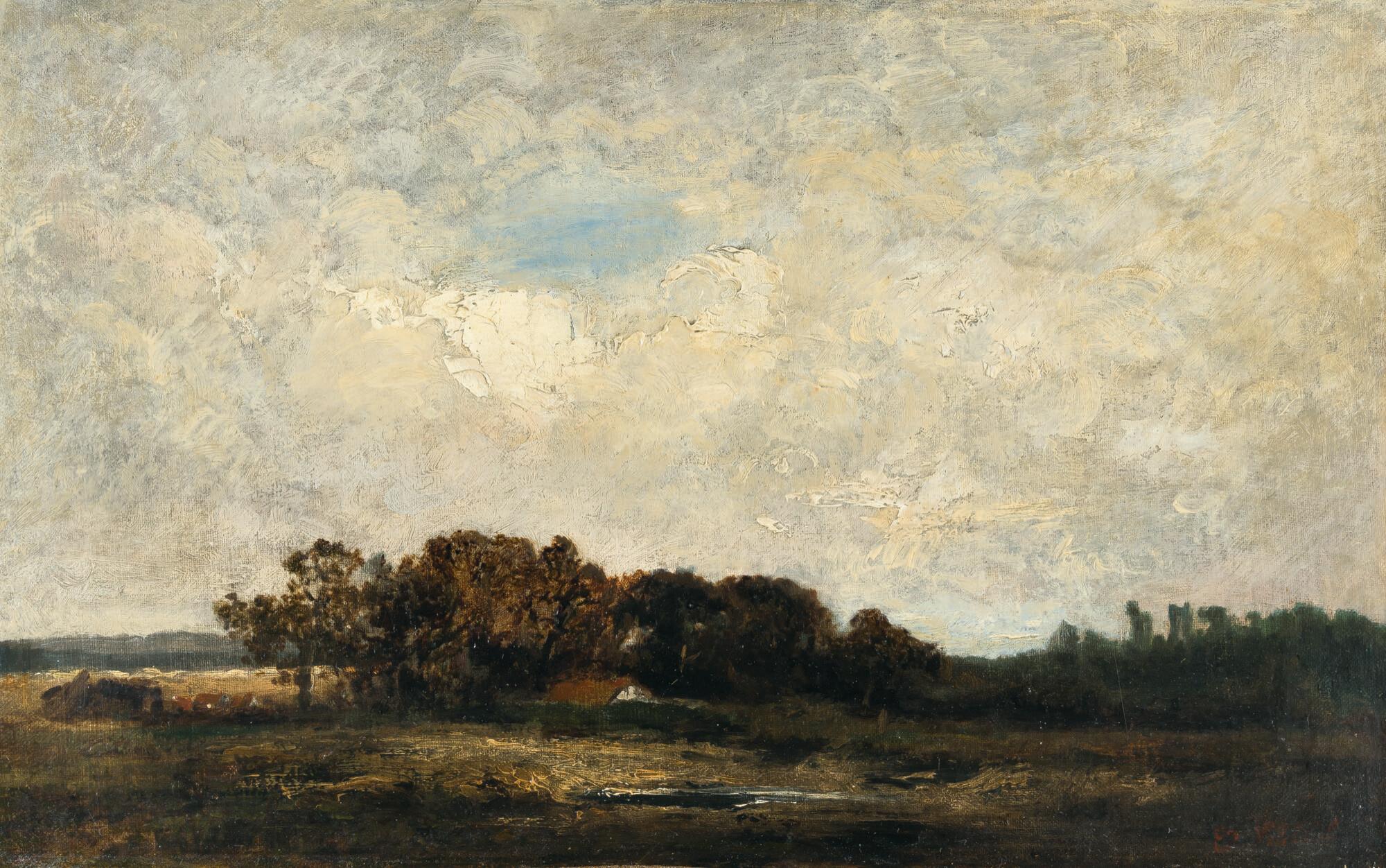 Eduard Schleich d. Ä. - Landschaft mit kleinem Bauernhaus