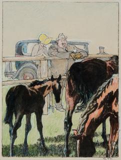 Eduard Thöny - An der Pferde-Koppel.