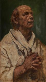 Eduard von Gebhardt - Halbfigur eines Mannes mit gefalteten Händen.