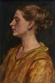 Eduard von Gebhardt - Portraitstudie einer jungen Frau im Profil.