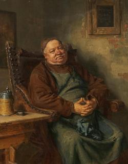 Eduard von Grützner - Der nachdenkliche Kellermeister.